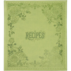 Recipe Book Leather Green Floral
