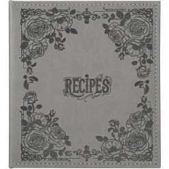 Recipe Book Leather Grey Floral