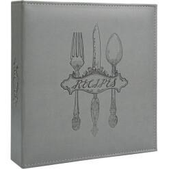 Recipe Binder Large Leather Grey Tableware