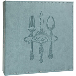 Recipe Binder Large Leather Aqua Tableware