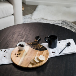 Wood Board Acacia Board Resin Black Ember 12" Round with Handle