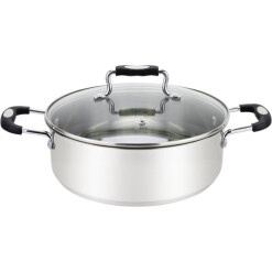 Urban Collection 8.4 Qt Stainless Steel Low Stockpot with Black Handles