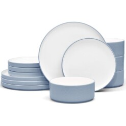 Noritake Dinnerware Colortex Stone Blue 12 Pc Set