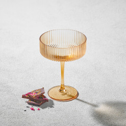 Glass Stemware Malibu Ribbed Coupe Amber 10 oz.