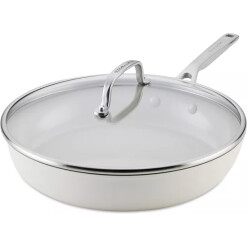 Kitchen Aid Ceramic Induction Covered Fry Pan White