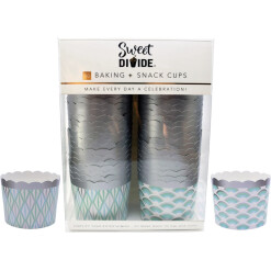 Paper Baking Cups Large Green & Silver Assortment