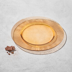 Charger Ribbed Glass Amber Set of 4