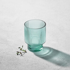 Glass Malibu Ribbed Tumbler Green 10 oz.