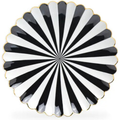 Accent Plate Black White Scallop