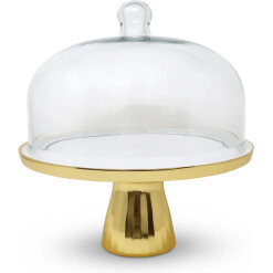 Cake Dome Footed Gold Base