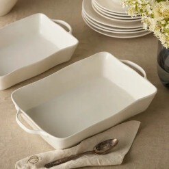 Rectangle Linen Cream Baking Dish