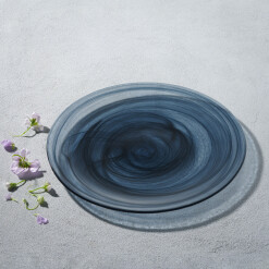 Black Alabaster Glass Charger set of 4