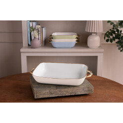 Cream & White Rectangular Baker