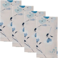 Dinner Napkin Linen Blend Blue Floral
