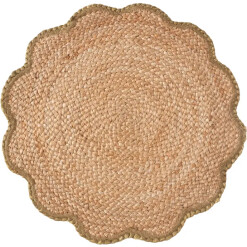 Placemat Jute Scallop with Green Border Set 4