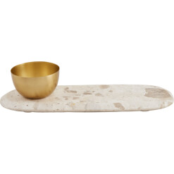Marble Tray Beige with Small Gold Bowl