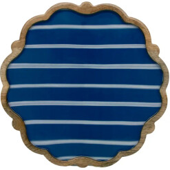 Blue Wood Striped Platter