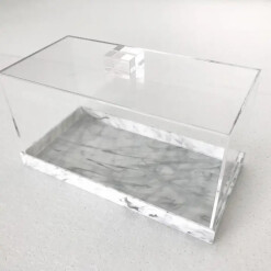 Cake Dome Rectangle Acrylic Marble Base Small