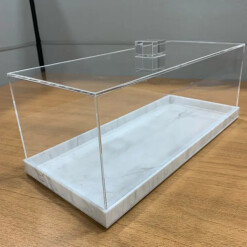 Cake Dome Rectangle Acrylic Marble Base Large