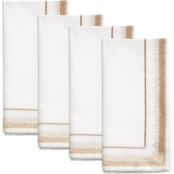 Dinner Napkin Elegant Embroidery Gold Set Of 4