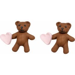 Icing Gumpaste Baby Teddy Bears With Heart 2 Pc