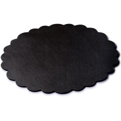 Scallop Black Leather Placemats Set 4