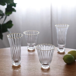 Audrey Stemless Glass Gold Rim Set 4