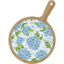 Wood Board with Trivet Hydrangea