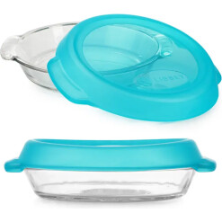 Round Pie Dish Glass with Cover