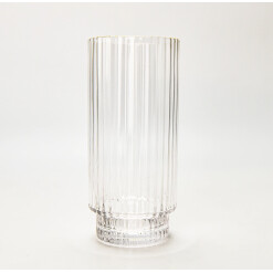 Glass Tumbler With Base Clear Gold Rim Ribbed Glass Set Of 6